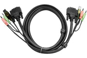 ATEN Câble KVM DVI-I USB Single Link 3m - 3 m - DVI-I - Noir - DVI-I - USB A - 2x3.5mm - DVI-I - USB B - 2x3.5mm - Mâle