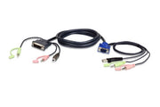 ATEN VGA USB to DVI KVM Cable 3m - 3 m - USB - VGA - Noir - Bleu - Vert - Rose - DVI - Mâle
