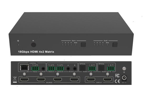 ALTIMIUM - Matrice HDMI 4X2 - 2.0-18Gbps-4K@60Hz 4:4:4-HDCP 2.2 - HDR