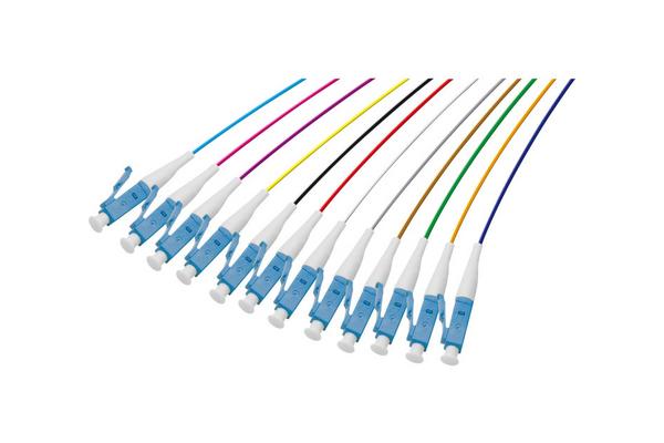 Lot de pigtails OS2 G652D LC-UPC Low Loss 900µm 12 couleurs 2m