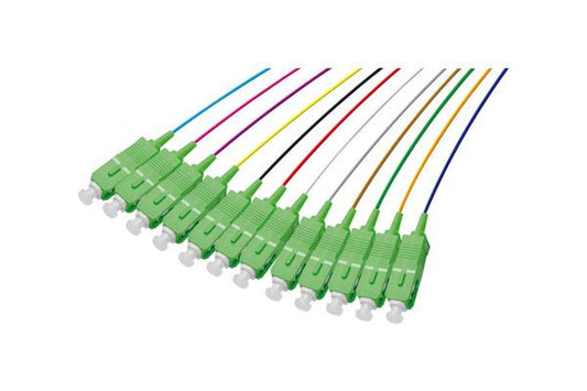 Lot de pigtails OS2 G652D SC-APC Low Loss 900µm 12 couleurs 2m