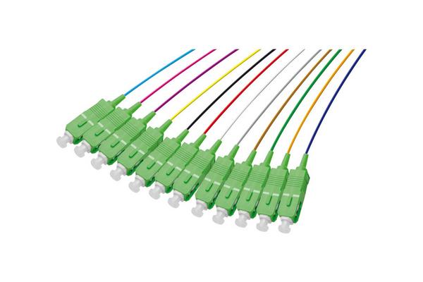 Lot de pigtails OS2 G652D SC-APC 900µm 12 couleurs 2m