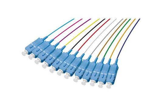 Lot de pigtails OS2 G652D SC-UPC Low Loss 900µm 12 couleurs 2m