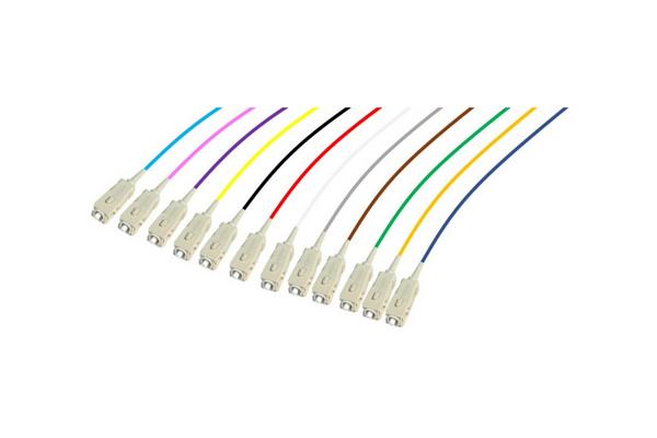 Lot de pigtails OM4 50/125 SC-UPC Low Loss 900µm 12 couleurs 2m
