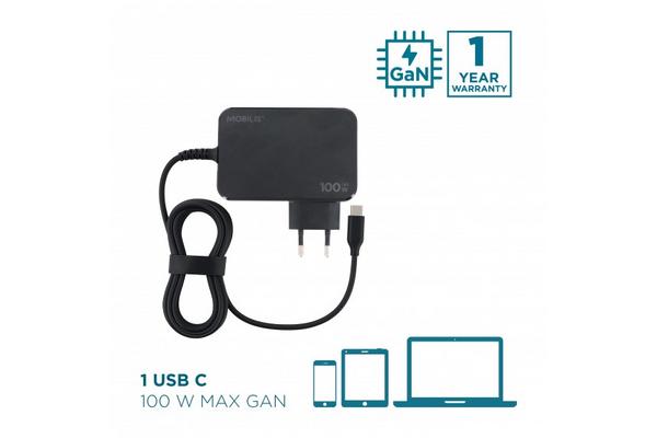 MOBILIS Chargeur PC USB-C 100W GaN 1,8 m