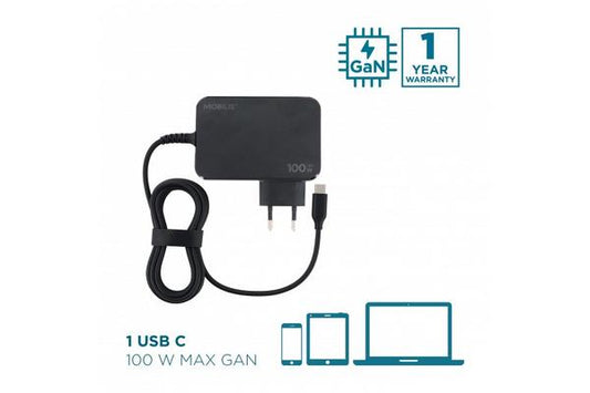 MOBILIS Chargeur PC USB-C 100W GaN 1,8 m