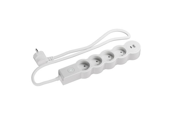 Multiprise 4x2P+T 16A 230V-3680W + USB A/C - inter ON/OFF -