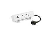 Bloc Bureau 2x2P+T F/B + USB C+C 15W et cordon 2m fiche - Bl