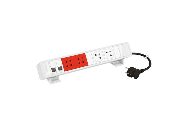 Bloc Bureau 2x2P+T détrompées F/B 2 RJ45 CAT6 FTP cordon 2m