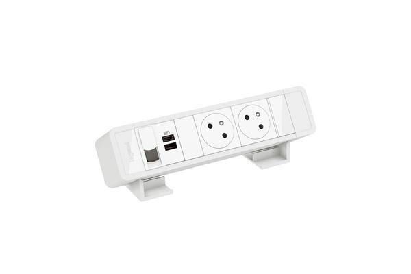 Bloc Bureau 2x2P+T F/B USB A+C 15W 1 RJ45 CAT6 FTP à raccord
