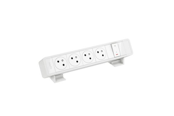 Bloc Bureau 4x2P+T F/B avec inter à raccorder - Blanc