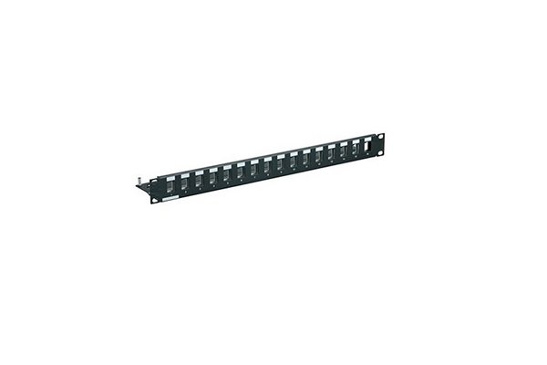 Panneau de brassage 1U vide Gamme Classique, noir, 16 ports RJ45