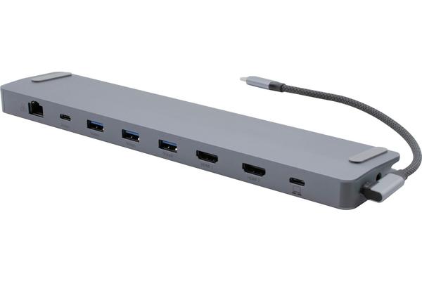 DEXLAN Docking station USB-C Laptop Dual HDMI 11 en 1 cordon détachable