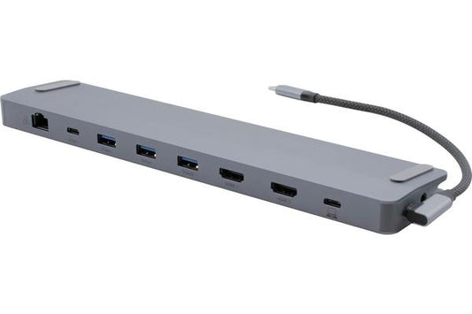 DEXLAN Docking station USB-C Laptop Dual HDMI 11 en 1 cordon détachable