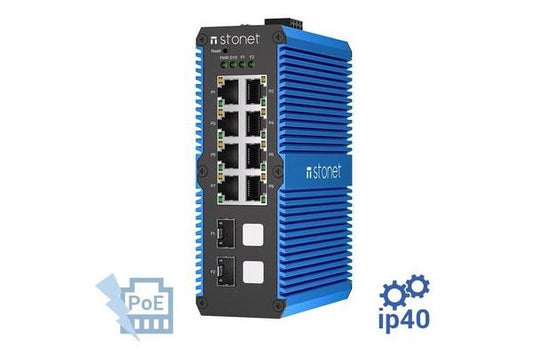 STONET NIS3010GP-MWC Switch Industriel Niv2 8 ports Gigabit PoE+ & 2 SFP -40/85°