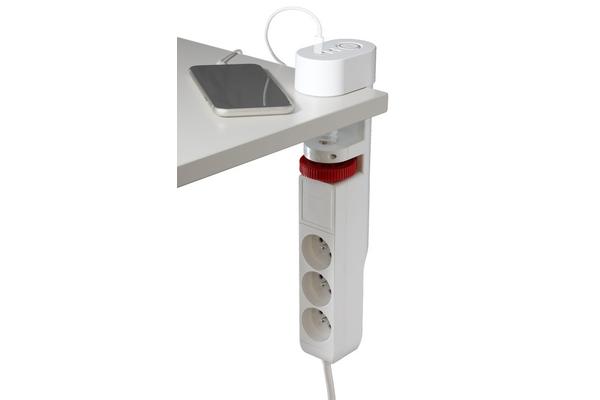 Multiprise 3 prises à pincer avec interrupteur - chargeur USB - 2 m