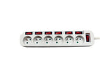 DEXLAN Multiprise 6 prises avec interrupteurs individuels blanche - 1,5 m