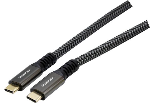 DACOMEX CORDON USB3.2 Gen2 10Gbps C-C 100W METAL+NYLON MATERIAUX RECYCLES-1m
