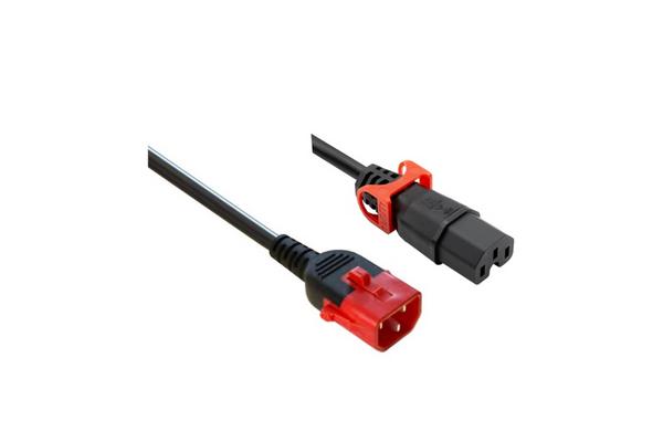 Rallonge d alimentation C14 / C15 à double verrouillage noire -2m