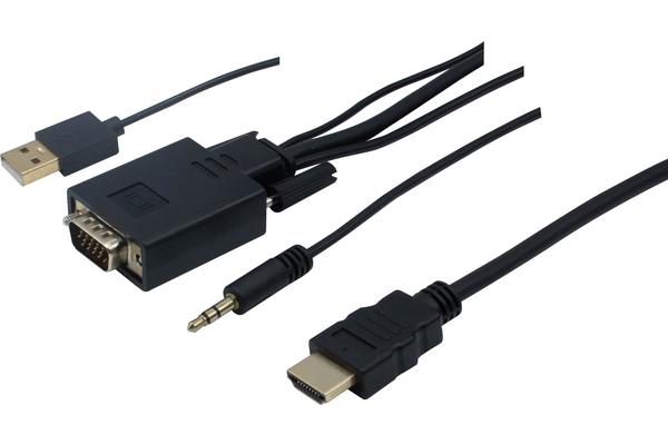 CORDON / CONVERTISSEUR VGA + AUDIO VERS HDMI - 1,80M