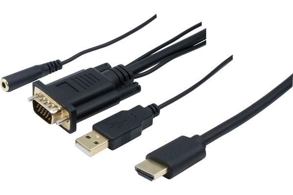 CORDON / CONVERTISSEUR HDMI VERS VGA + AUDIO - 1,80M
