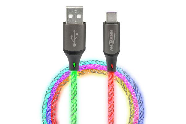 Cordon USB-A USB-C PD lumineux 1,0 m