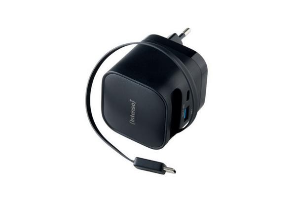 CHARGEUR SECTEUR USB-C 65 W AVEC CORDON RETRACT. 0,7M NOIR