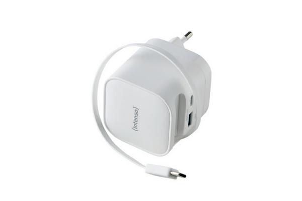 CHARGEUR SECTEUR USB-C 65 W AVEC CORDON RETRACT. 0,7M BLANC