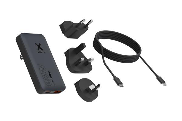 CHARGEUR SECTEUR USB-C 65 W DE VOYAGE AVEC CORDON 1M ET HOUSSE NOIR
