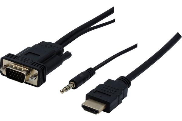 CORDON / CONVERTISSEUR HDMI VERS VGA + AUDIO - 1,80M