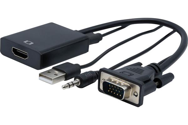 Convertisseur VGA + audio (3.5mm jack stéréo) vers HDMI -- 16CM
