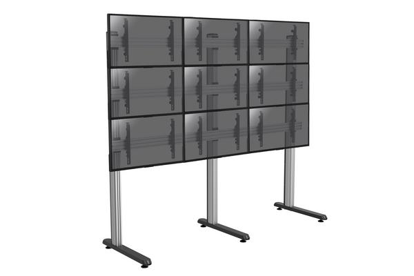 Support mur d images sur pied 3 x 3 écrans 50-55"
