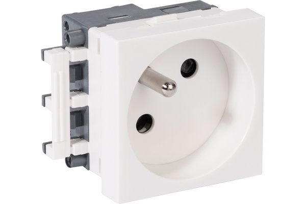 REHAU PRISE ELECTRIQUE SIMPLE 2P+T 45x45 BLANC