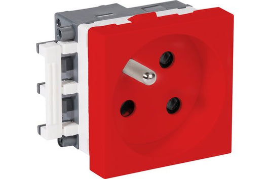 REHAU PRISE ELECTRIQUE SIMPLE 2P+T 45x45 ROUGE DETROMPEE