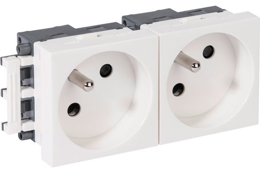 REHAU PRISE ELECTRIQUE DOUBLE 2P+T 45x45 BLANC