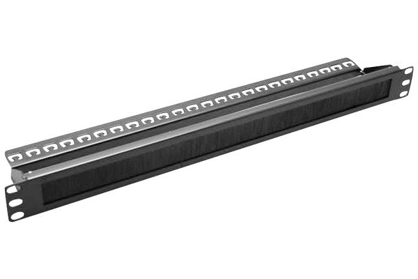 Passe câbles 19" 1U avec brosse et support câbles