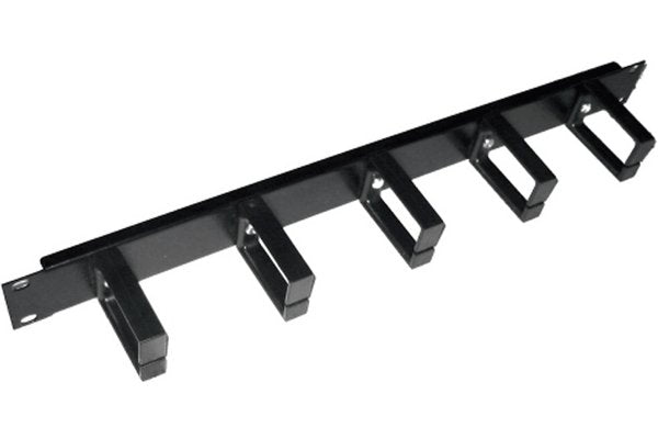 Panneau 19" 1U avec 5 anneaux métal et support câbles