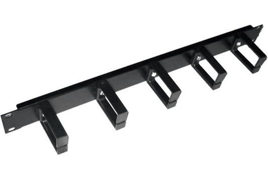 Panneau 19" 1U avec 5 anneaux métal et support câbles
