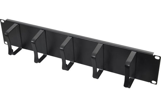 Panneau 19" 2U avec 5 anneaux métal et support câbles