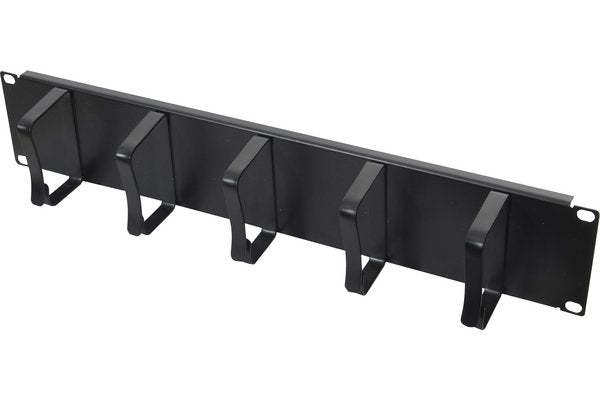 Panneau 19" 2U avec 5 anneaux métal et support câbles