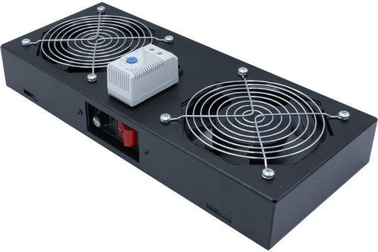EKIVALAN Kit 2 ventilateurs avec thermostat pour coffret -noir