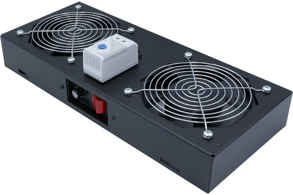 EKIVALAN Kit 2 ventilateurs avec thermostat pour coffret -noir