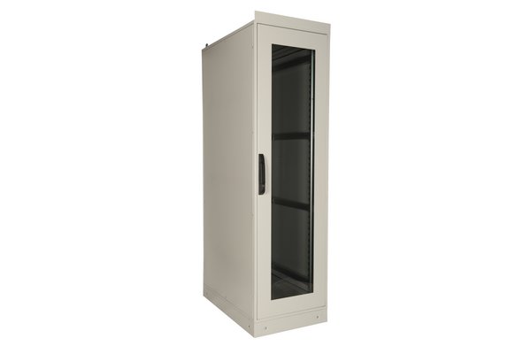 EKIVALAN Baie IP55 - 42U - 600x600 - Porte verre et métal - 4 montants - Gris