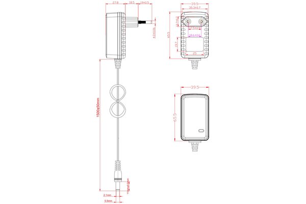 12V 2A BLOC D ALIMENTATION 5.5x2.1