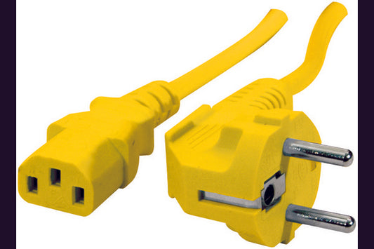 Cordon d alimentation PC CEE7 / C13 jaune - 1,8 m