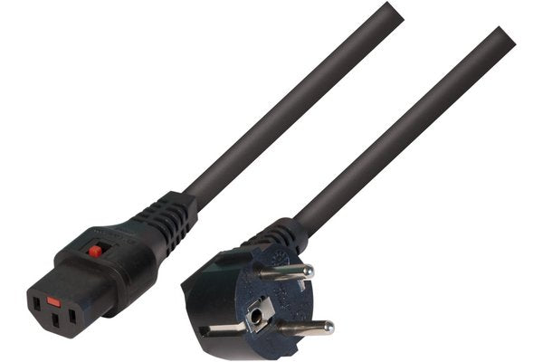 Câble d'alimentation Schuko/IEC C13 droit M/F 3m noir avec verrouillage IEC LOCK
