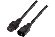 Câble d'alimentation IEC C14/IEC C13 droit M/F 1m noir avec verrouillage IEC LOCK