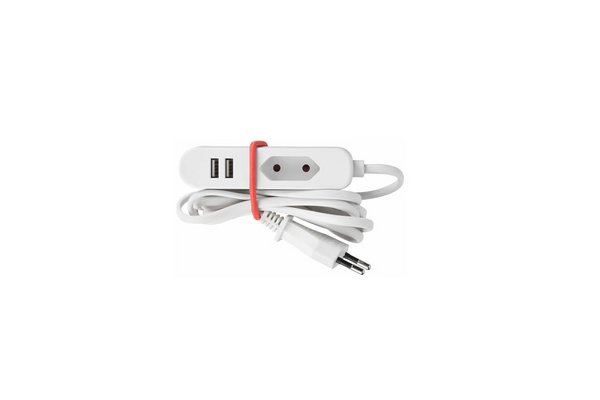 BLOC RALLONGE BIPOLAIRE 2 PORTS USB DE VOYAGE
