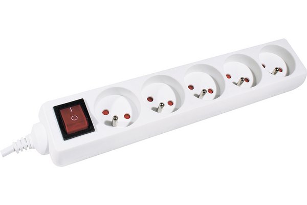 DEXLAN Multiprise 3 prises sans interrupteur blanche - 1,5 m