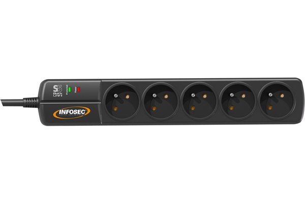 INFOSEC Multiprise S5 BLACK LINE II parafoudre 5 prises avec interrupteur